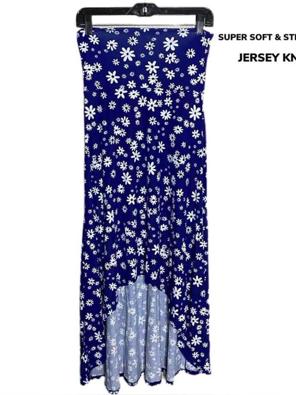 LuLaRoe Olivia Navy Blue Floral High-Low Skirt